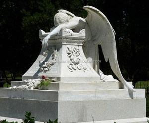 Statue d'ange gardien pleureur à genoux en pierre grandeur nature pour intérieur, vente en gros - Product Image 5