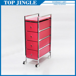 Organisateur de bureau à tiroirs étroits à 4 niveaux avec tube métallique carré Chariot à 4 roues en forme de rectangle - Product Image 4