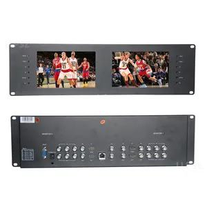 3ru Rack mount LCD Monitor Màn hình kép 7 inch SD HD 3G-SDI HDMI YPbPr Composite Video cho các sự kiện trực tiếp & cho thấy