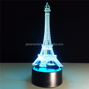 Lampu Malam Menara <span class=keywords><strong>Eiffel</strong></span> Ilusi <span class=keywords><strong>3D</strong></span> Lampu Malam Lampu Meja Led Usb 7 Warna Akrilik Kustom untuk Hadiah Anak-anak - Product Image 6