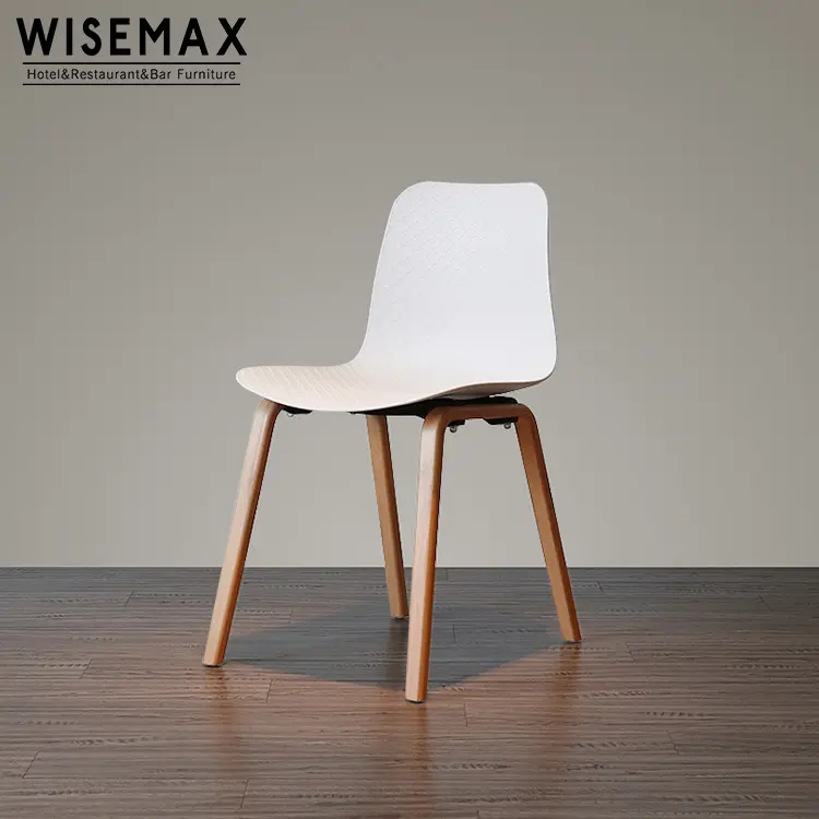 WISEMAX Modern basit tasarım restoran plastik sandalye PP polipropilen katı ahşap bacaklar ile yemek odası mobilyası