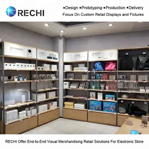 Rechi display de parede hi-end para celular, acessório para exibição de celular, com prateleira e prateleira, para varejo ou loja de telefones celulares eletrônicos