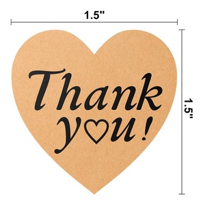 Autocollant de remerciement personnalisé en forme de cœur, étiquette en papier kraft en rouleau, autocollant de remerciement pour enveloppe - Product Image 3