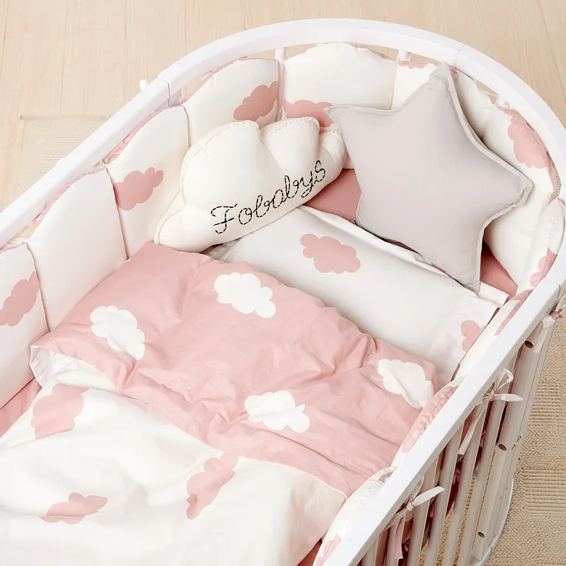 ชุดเตียงรอบๆเพื่อป้องกันการทำร้ายเด็ก,ผ้านวมผ้าฝ้ายนิ่มถอดออกและทำความสะอาดได้สำหรับเด็กทารก