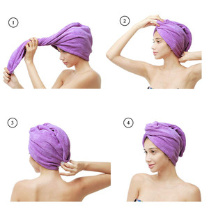 Serviette de <span class=keywords><strong>cheveux</strong></span> Super absorbante en <span class=keywords><strong>microfibre</strong></span>, 1 pièce, Ultra 2 boutons, pour femmes, séchage rapide, Anti-frisottis, emballage magique - Product Image 6