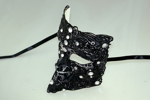 Gran calidad <span class=keywords><strong>carnaval</strong></span> negro v estilo knight máscara con diamantes de imitación - Product Image 2