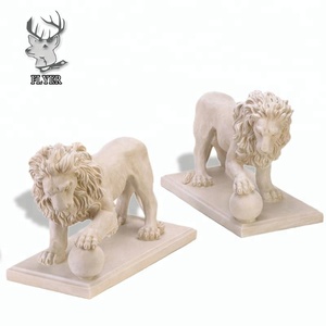 Estatua de Tigre de Piedra Amarilla Tallada a Mano, Tamaño Real - Product Image 5
