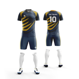 Maglia <span class=keywords><strong>da</strong></span> calcio giovanile personalizzata blu scuro all'ingrosso, uniforme <span class=keywords><strong>da</strong></span> calcio in poliestere traspirante - Product Image 5