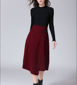 New Fashion Women Autumn Winter High Waist <strong>Skirt</strong> <strong>Wool</strong> <strong>Skirt</strong> Irregular Casual Mid-long <strong>Skirts</strong> - Product Image 5
