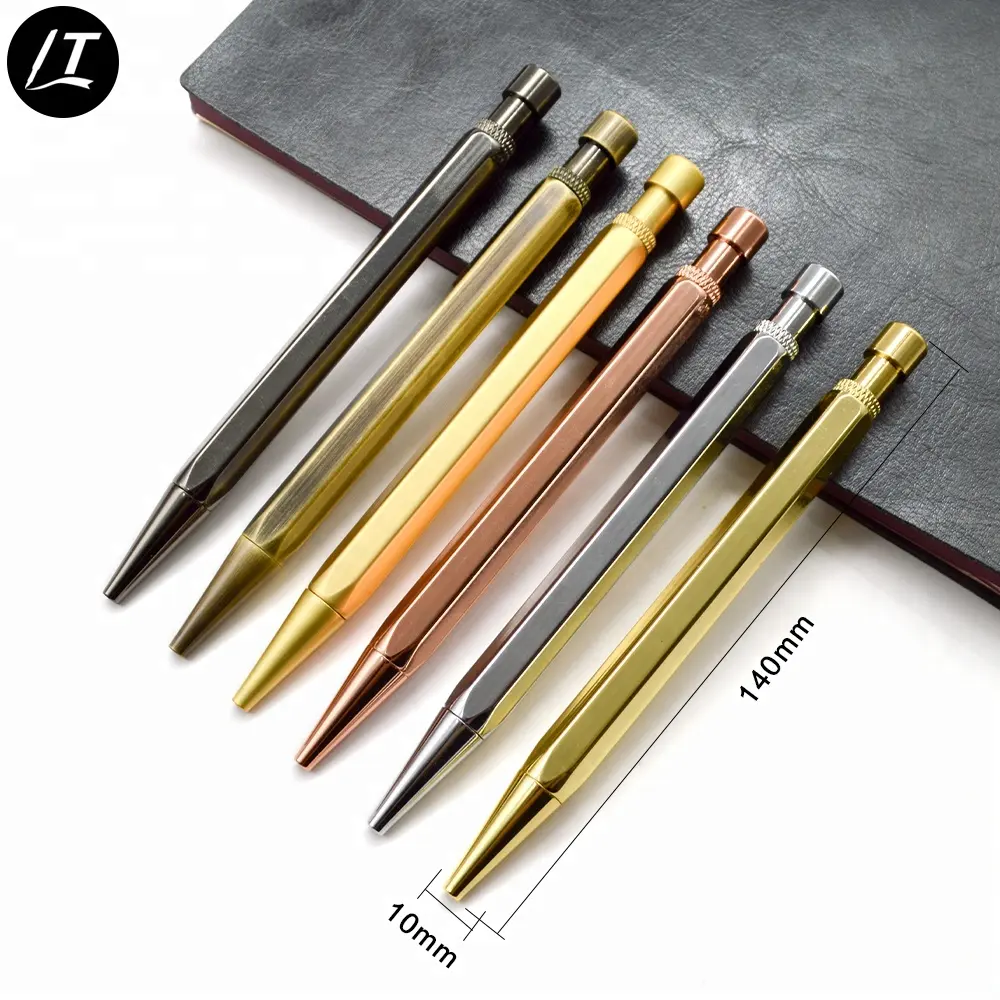 New hexagon shape bass material luxury satin and chrome gift metal pen