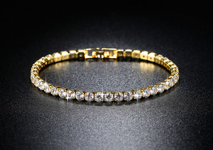 Pulsera <span class=keywords><strong>de</strong></span> Estilo Simple Chapada en Oro Blanco <span class=keywords><strong>de</strong></span> 18k, Joyería <span class=keywords><strong>de</strong></span> Lujo para Mujer, Pulsera <span class=keywords><strong>de</strong></span> Tenis con Circonitas Cúbicas Austriacas - Product Image 3