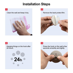 Crochet rond auto-adhésif rond pour chapeau, porte, serviette, manteau, en acier inoxydable, 50/8kg - Product Image 6