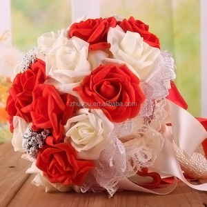 Bouquets <span class=keywords><strong>de</strong></span> mariage artificiels en satin PE faits à la main ZERO, hauteur 9 pouces, pour la <span class=keywords><strong>mariée</strong></span> - Product Image 5