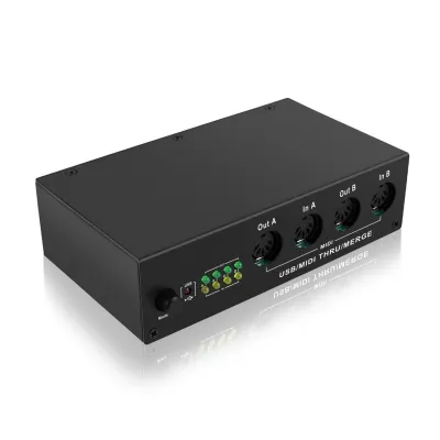 MIDI Box 4 x 4 USB MIDI Interface/USB MIDI Controller Splitter Synthesizer Music Box with Merge Function/MIDI Sport