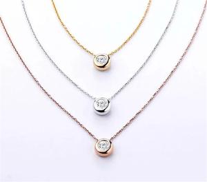 Ensemble de bijoux pour femmes, pendentif en or Rose/blanc, colliers 1,0 ct, 18K, nouvelle collection - Product Image 2