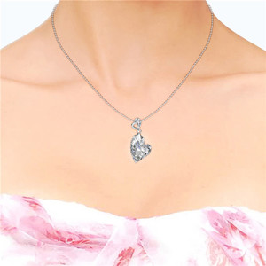Puramente corazón colgante dulce corazón <span class=keywords><strong>gargantilla</strong></span> collar adornado con cristales <span class=keywords><strong>Swarovski</strong></span> 925 plata esterlina Daisini collar - Product Image 6