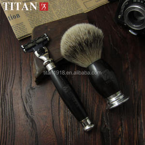 Bộ Dao Cạo Titan Có Tay Cầm Bằng Gỗ Mun, Bộ Lưỡi Thẳng Dùng Một Lần, Dành Cho Nam - Product Image 3