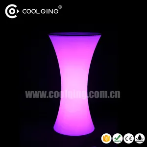 나이트 클럽 LED 가구 RGB 색상 변경 원격 제어 라운드 LED 바 커피 테이블