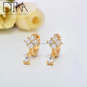 Different styles of fashion zircon earrings Women of rich and colorful wedding gold plated earrings