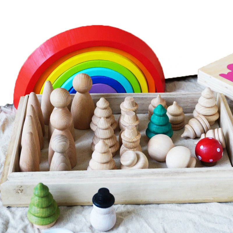 Детские фигурки из натурального дерева для строительных блоков/Детская Роспись «сделай сам», деревянные куклы-колышки, деревья, снеговик, рыба, игрушка для рукоделия