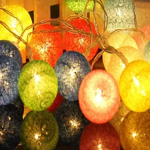 Handmade durable garland LED cotton ball string light mini ball for christmas indoor string lights led light ball