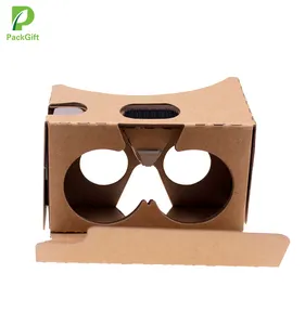 Heet verkoop bruin gerecycleerd kartonnen vr papier doos, goede kwaliteit leuke custom print vr bril met logo