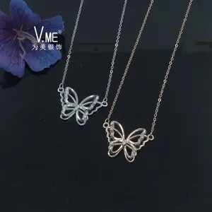 XXL190 hot selling 925 Sterling Silver Jewelry Butterfly Necklace Diamond