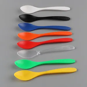 JBelle 138毫米设计塑料勺子一次性塑料彩色冰淇淋勺ps硬质塑料勺子