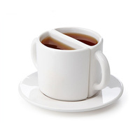 Tasse à café en céramique unique deux en un, tasse à latte blanche avec soucoupe