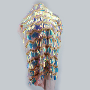 Chất lượng cao polyester lớn sequin lưới thêu ren vải nhà máy trực tiếp bán đám cưới bên mặc quần áo mô hình đầy màu sắc - Product Image 2