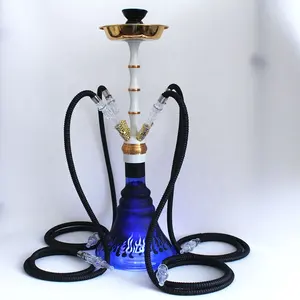 Hookah clubs popular 4 smoking pipes with led light glass shisha