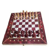 प्राचीन लकड़ी चीनी शतरंज सेट, लकड़ी शतरंज खेल, तह शतरंज बोर्ड