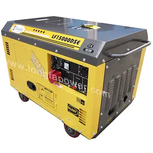 Generador de diésel portátil, supersilencioso, 10KW, 10KVA, precio con dos cilindros, 2x 192f, refrigerado por aire, 3 fases, 380V