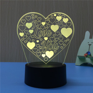 Luz de noche LED de corazón 3D PARA EL Día de San Valentín <span class=keywords><strong>con</strong></span> ilusión óptica 3D, luz blanca cálida, lámpara ABS que cambia de Color <span class=keywords><strong>con</strong></span> <span class=keywords><strong>pilas</strong></span> - Product Image 4