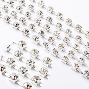 Оптовая продажа от Yiwu, SS6, SS8, SS10, цепочка из хрустальных страз с серебряным медным кристаллом, украшение из страз, аксессуары для одежды своими руками - Product Image 4