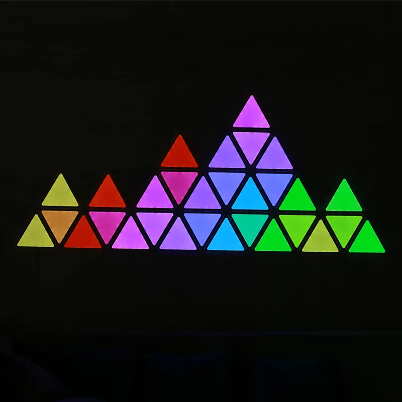 BT APP/Kontrol Musik Segitiga Bentuk DIY Desain Cerdas Warna Ajaib Lampu Panel LED RGB Pintar Segitiga