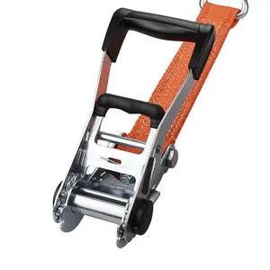 GS/AS認証済み 5Tヘビーデューティー快適プラスチックハンドルラチェット式タイダウンストラップ貨物固定ベルト - Product Image 2