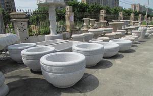 Vasi da fiori in granito ciotola fioriera grigio grande pietra bianca decorazione del giardino di casa utilizzata con vaso da fiori/pianta <span class=keywords><strong>verde</strong></span> - Product Image 2