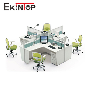 Ekintop 120 grados redondo <span class=keywords><strong>3</strong></span> personas Oficina estación de trabajo escritorio partición/muebles de oficina - Product Image 6