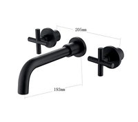 Mitigeur mural noir mat en laiton à 3 trous, design moderne de qualité commerciale, avec cartouche céramique, anti-corrosion, pour lavabo