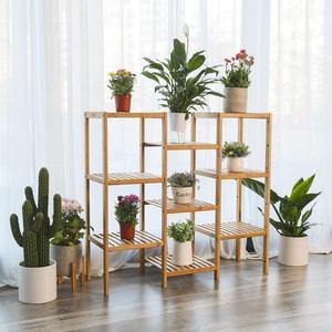 Étagère en bambou personnalisable pour plantes, Stand utilitaire pour Pots <span class=keywords><strong>de</strong></span> fleurs, 9 étagères - Product Image 5