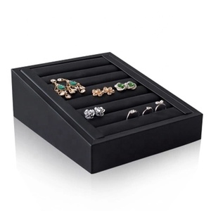 Logo personalizzato Gioielli Display <span class=keywords><strong>Espositore</strong></span> Per Il Contatore Vetrina Anelli <span class=keywords><strong>Orecchini</strong></span> Anello del Cuoio del Supporto Del Banco di mostra - Product Image 3