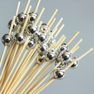 <span class=keywords><strong>Brochette</strong></span> de perles de bambou doré avec long manche Pics de fruits élégants pour cocktails et boissons - Product Image 5