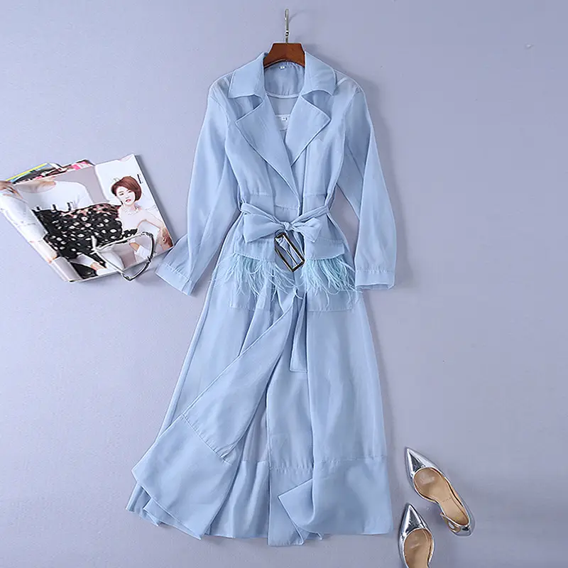 Lace up Windbreaker Dress Women Sexy Party Long Sleeve Pocket Dresses Female Elegant Clothes