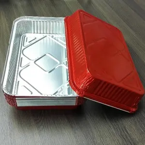 Backformen Pie Pan Foil Dish Lebensmittel behälter mit Deckel Aluminium folie rechteckig Gesunde Einweg anpassung