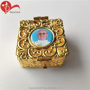 사용자 정의 디자인 가톨릭 보석 묵주 금속 포장 상자