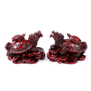 Tortue de dragon chinois de 3 pouces Feng Shui Décoration de la maison Motif <span class=keywords><strong>animal</strong></span> en résine - Product Image 3