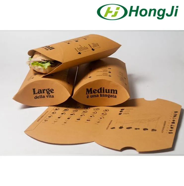 Hamburger Kraft Paper Pillow Box Food Packing Box Take Away Box