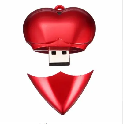 Regalos 16gb Flash Drive Memory Stick Usb pluma rojo en forma de corazón de plástico de unidad Usb pulgar