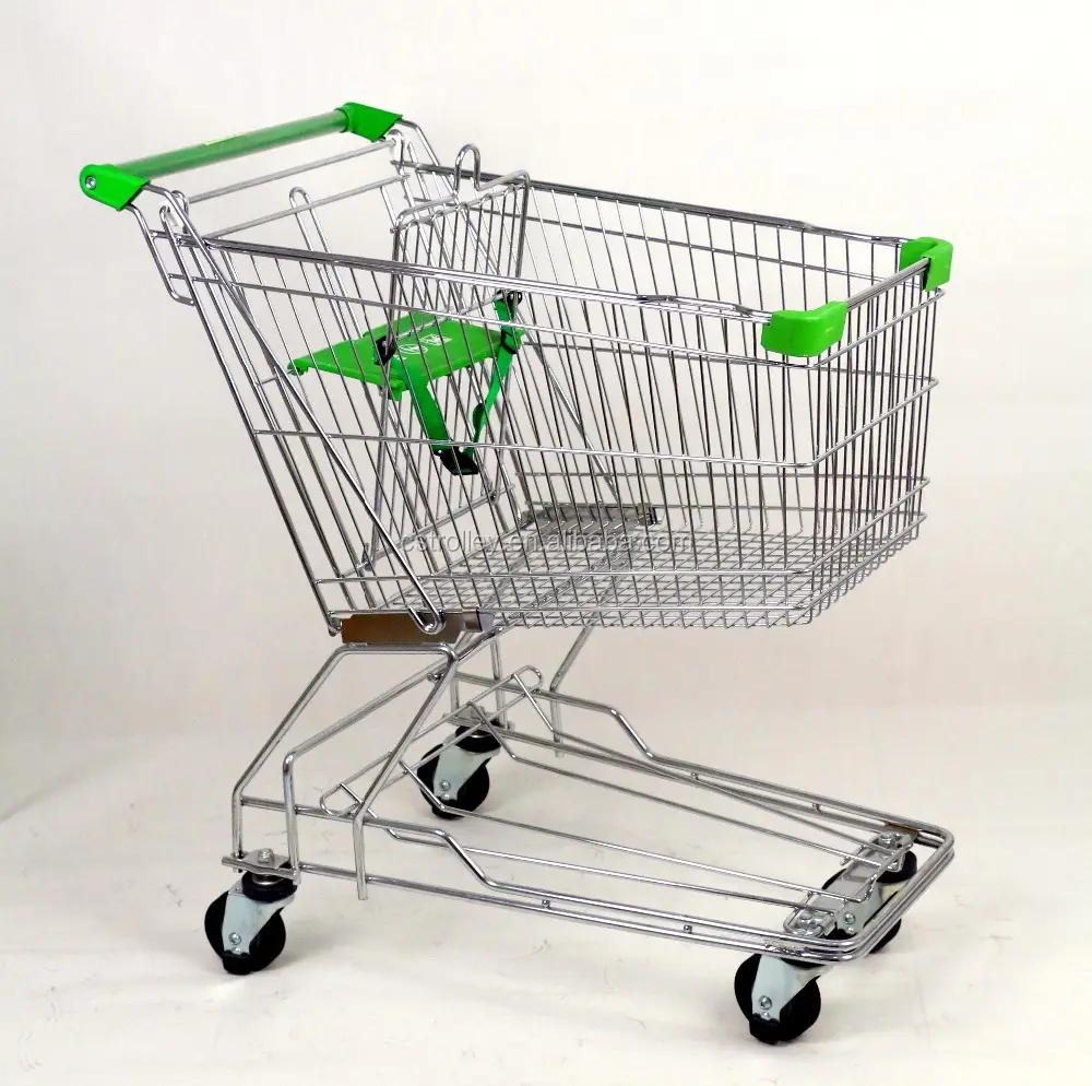 MOQ 20 Pcs Chrome Plating 100L Gaya Asia Belanja Trolley Keranjang untuk Rantai Supermarket